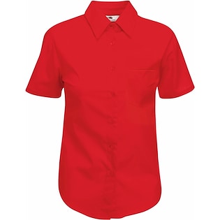 Fruit of the Loom Lady-Fit Short Sleeve Poplin Shirt - red