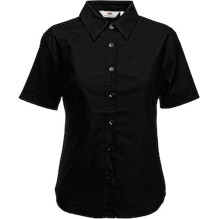 Fruit of the Loom Lady-Fit Short Sleeve Oxford Shirt - black