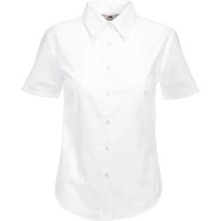 Fruit of the Loom Lady-Fit Short Sleeve Oxford Shirt - white