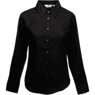 Fruit of the Loom Lady-Fit Long Sleeve Oxford Shirt - black