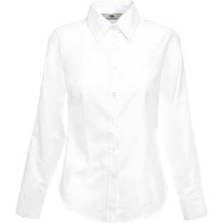 Fruit of the Loom Lady-Fit Long Sleeve Oxford Shirt - white