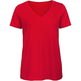 B&C Organic V-neck Tee Women - red