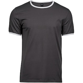 Tee Jays Ringer Tee - dark grey/ white