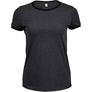 Tee Jays Ladies Ringer Tee - black melange