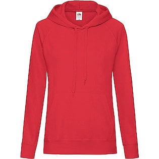 Fruit of the Loom Lightweight Ladies Hooded Sweat - red