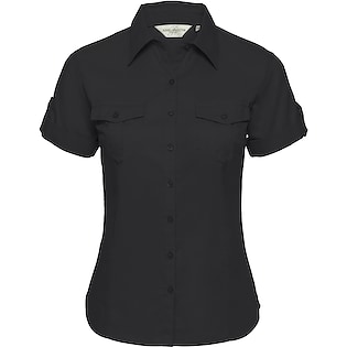 Russell Ladies´ Roll Short Sleeve Fitted Twill Shirt 919F - black