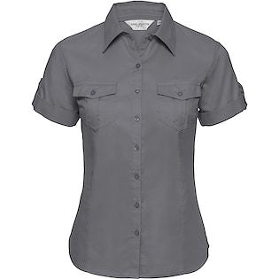 Russell Ladies´ Roll Short Sleeve Fitted Twill Shirt 919F - zinc