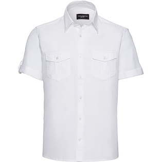 Russell Men´s Roll Short Sleeve Fitted Twill Shirt 919M - white