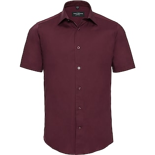 Russell Men´s Short Sleeve Fitted Stretch Shirt 947M - port