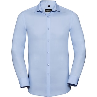 Russell Men´s Long Sleeve Fitted Stretch Shirt 960M - bright sky