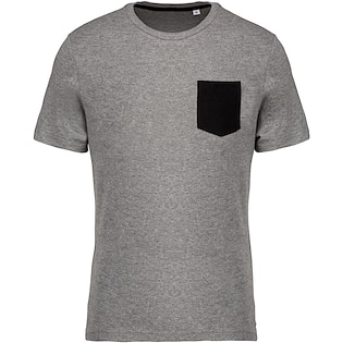 Kariban Organic Cotton T-shirt Pocket - grey heather/ black