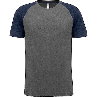 Kariban Adult TriBlend Two-Tone T-shirt - grey heather/ sport navy heather