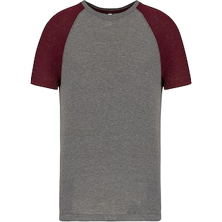 Kariban Adult TriBlend Two-Tone T-shirt - grey heather/ wine heather