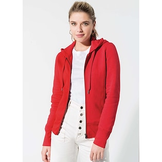 Kariban Ladies´ Organic Full Zip Hooded Sweatshirt - red