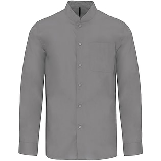 Kariban Men´s Mandarin Collar Shirt - silver