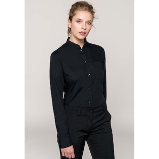 Kariban Ladies´ Mandarin Collar Shirt - black