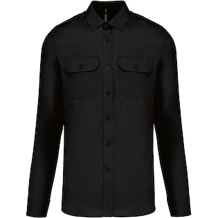 Kariban Men´s Long-Sleeved Pilot Shirt - black