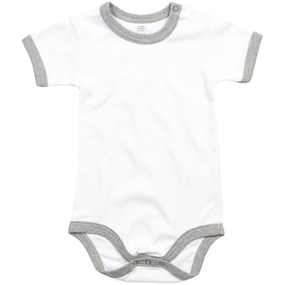 Babybugz Baby Ringer Bodysuit - white/ heather grey