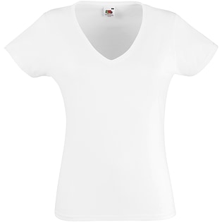 Fruit of the Loom Valueweight T V-Neck Women - blanco