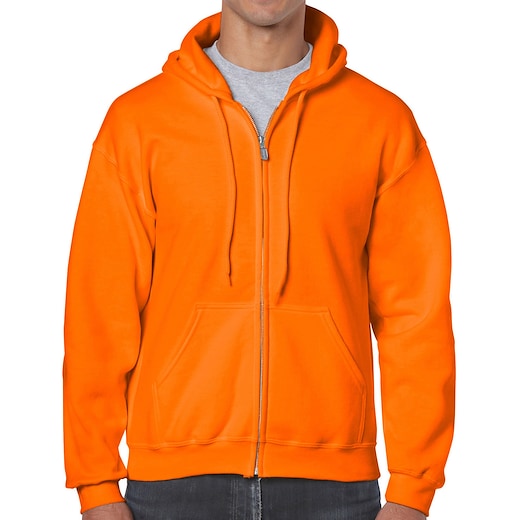 oransje Gildan Heavy Blend Zip Hooded Sweat - safety orange