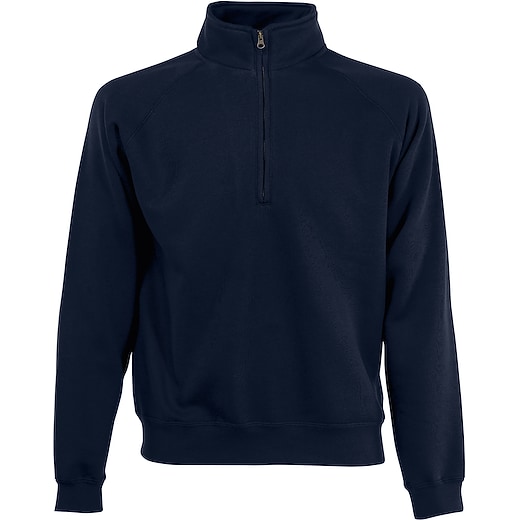sininen Fruit of the Loom Classic Zip Neck Sweat - deep navy