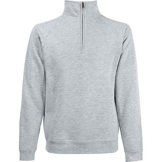 harmaa Fruit of the Loom Classic Zip Neck Sweat - heather grey