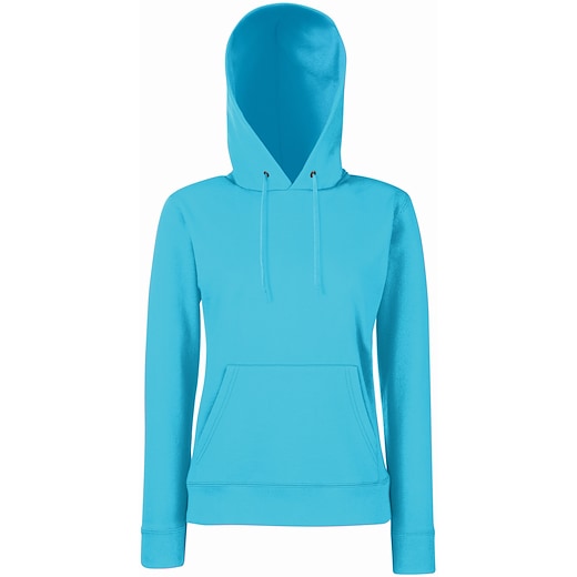 blu Fruit of the Loom Lady-Fit Classic Hooded Sweat - azure