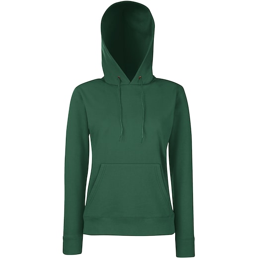 grön Fruit of the Loom Lady-Fit Classic Hooded Sweat - bottle green