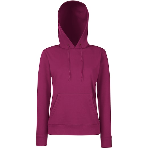 röd Fruit of the Loom Lady-Fit Classic Hooded Sweat - burgundy