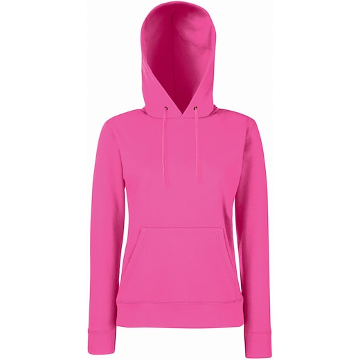 rosa Fruit of the Loom Lady-Fit Classic Hooded Sweat - fuchsia