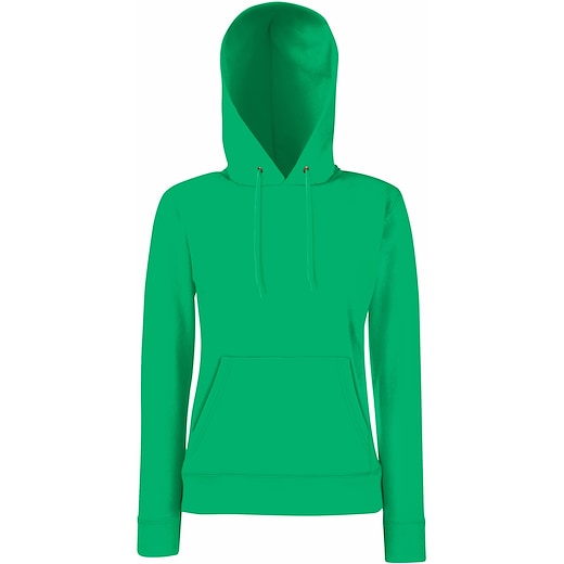 grön Fruit of the Loom Lady-Fit Classic Hooded Sweat - kelly green