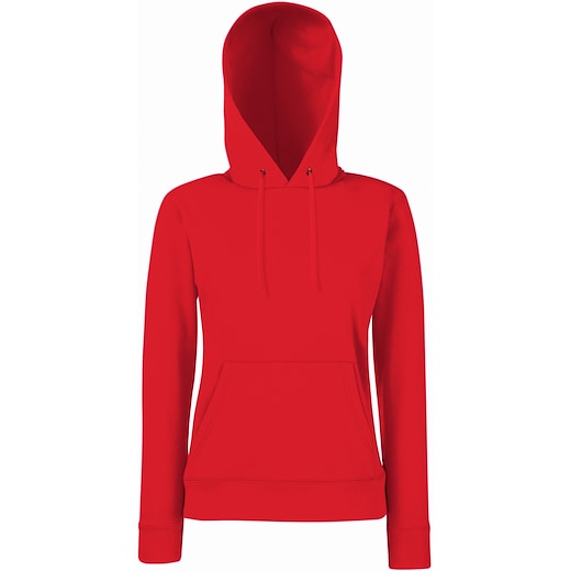 röd Fruit of the Loom Lady-Fit Classic Hooded Sweat - red