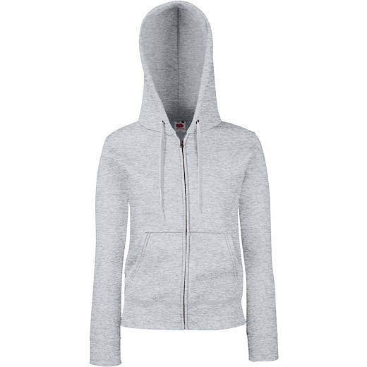 gris Fruit of the Loom Lady-Fit Premium Hooded Sweat Jacket - heather grey