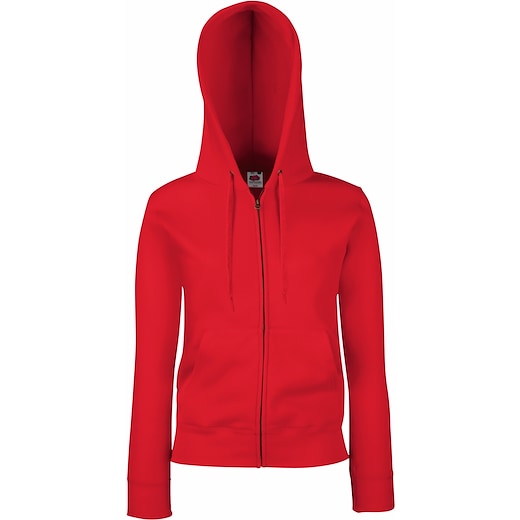 rosso Fruit of the Loom Lady-Fit Premium Hooded Sweat Jacket - red