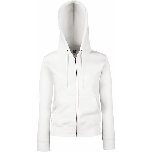 blanc Fruit of the Loom Lady-Fit Premium Hooded Sweat Jacket - white