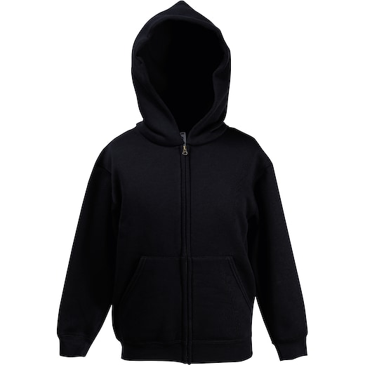 musta Fruit of the Loom Kids Premium Hooded Sweat Jacket - black