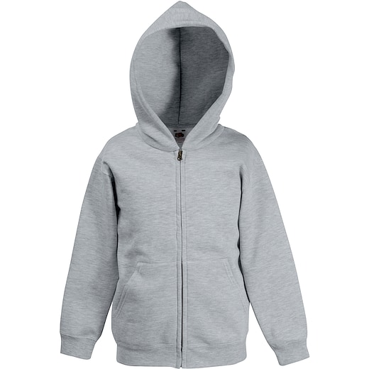 grå Fruit of the Loom Kids Premium Hooded Sweat Jacket - heather grey