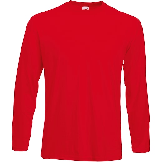 punainen Fruit of the Loom Valueweight Long Sleeve T - red