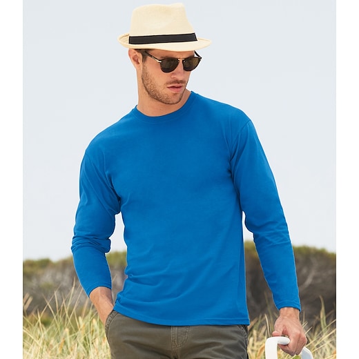 blå Fruit of the Loom Valueweight Long Sleeve T - royal blue