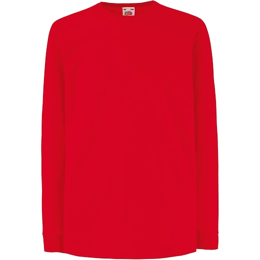 rot Fruit of the Loom Kids Valueweight Long Sleeve T - red