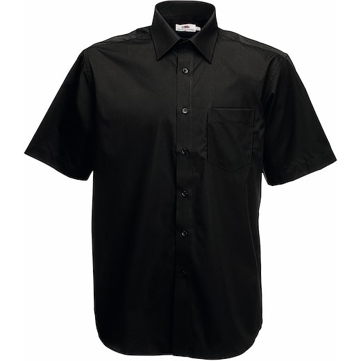 svart Fruit of the Loom Short Sleeve Poplin Shirt - black