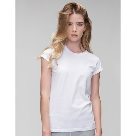 hvit Mantis Women´s Organic Roll Sleeve T - white