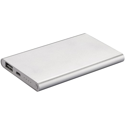 grå Powerbank Copenhagen, 4.000 mAh - sølv