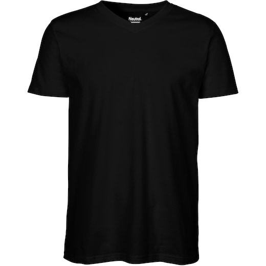 svart Neutral Mens V-Neck T-shirt - black
