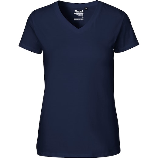 azul Neutral Ladies V-Neck T-shirt - azul marino