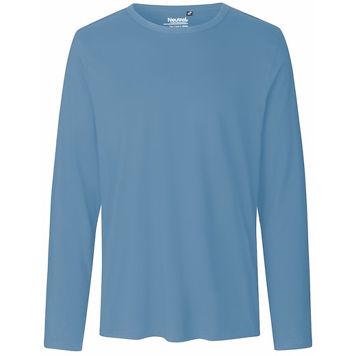 blå Neutral Mens Longsleeve T-shirt - dusty indigo