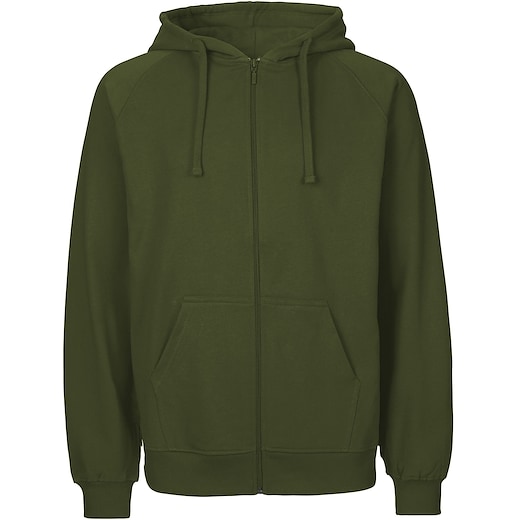 grön Neutral Mens Zip Hoodie - military green