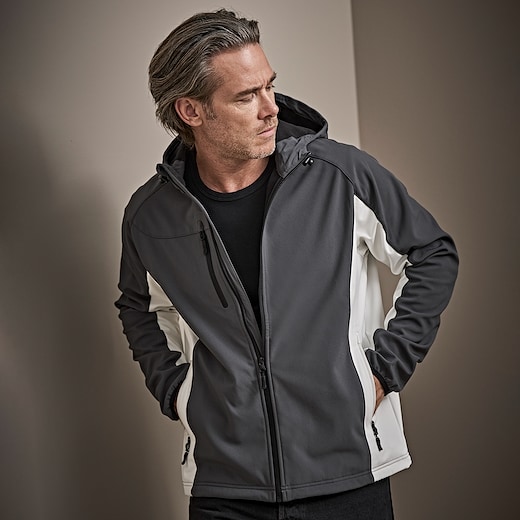 gris Tee Jays Hooded Lightweight Performance Softshell - gris oscuro/ blanco