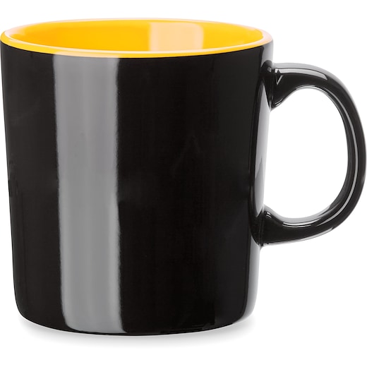 negro Taza de cerámica Cava Black Shiny - negro/ amarillo