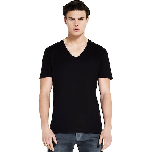 svart Continental Clothing Organic Men´s V-neck T-shirt - svart